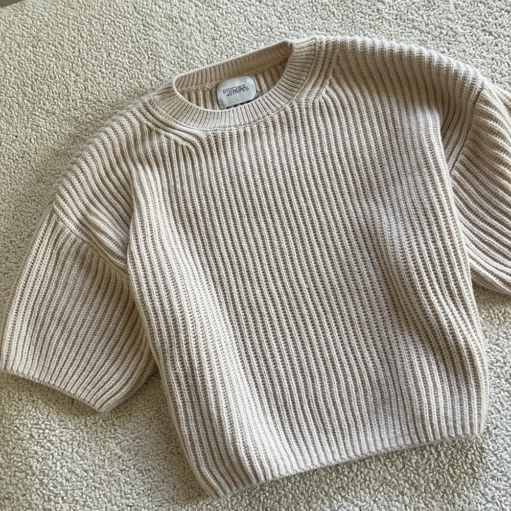 Stitches & Stripes minimalist old money neutral Elegant Sweater in Cream L